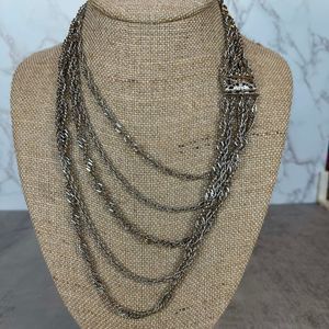 Vintage multi strand silver tone necklace beautiful clasp